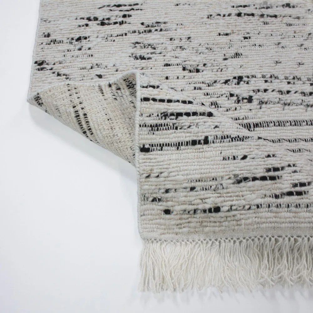 Szaro-kremowy wełniany dywan tkany ręcznie 140x200 cm Ellsa – Flair Rugs