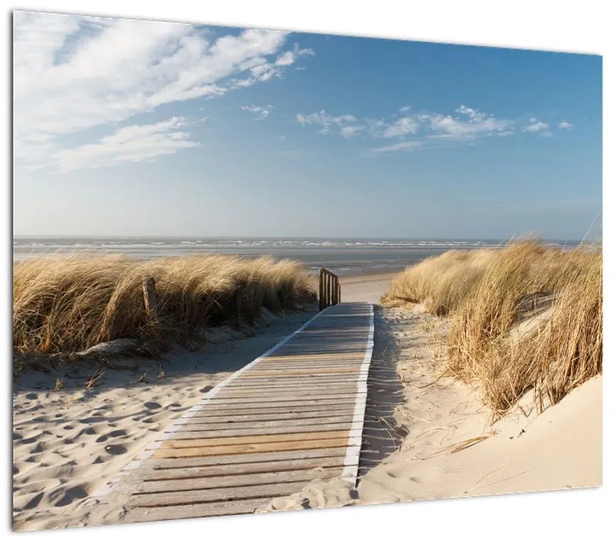 Obraz - Piaszczysta plaża na wyspie Langeoog, Niemcy (70x50 cm)
