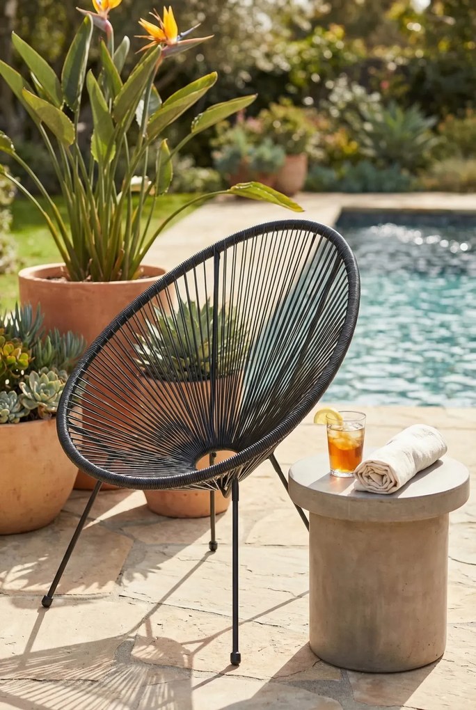 Czarne krzesło ogrodowe acapulco polirattanowe N8-D77