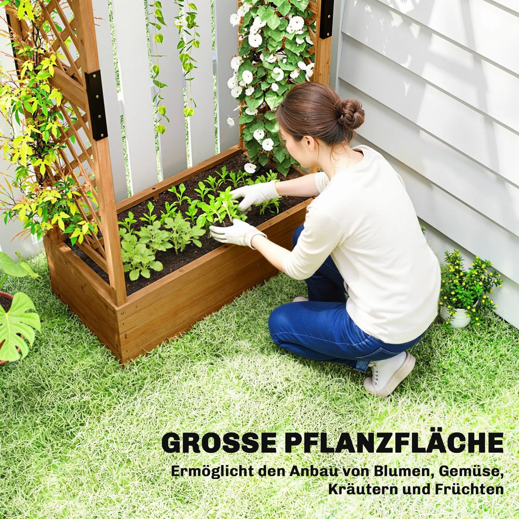 Outsunny Podwyższone grządko z kratownicą i daszkiem, do kwiatów, owoców, warzyw, ziół, 110 x 44 x 181 cm, drewno, pomarańczowy | Aosom PL