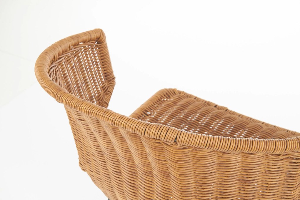 K407 krzesło naturalny, czarny, rattan syntetyczny, boho, skandynawski
