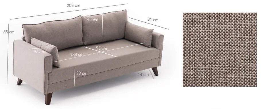 Beżowa sofa 208 cm Bella – Balcab Home