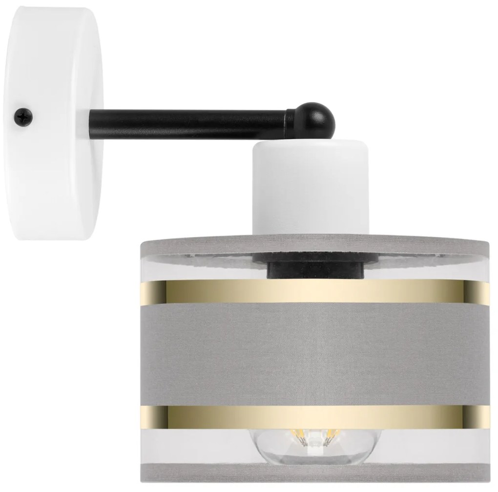 Biały kinkiet LED z szarym abażurem WD-TI-1010WE-GR jednopunktowy indu