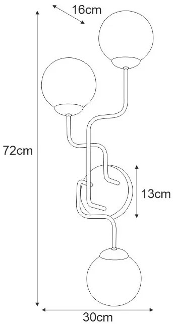 Czarny kinkiet z trzema kloszami - S854-Balis