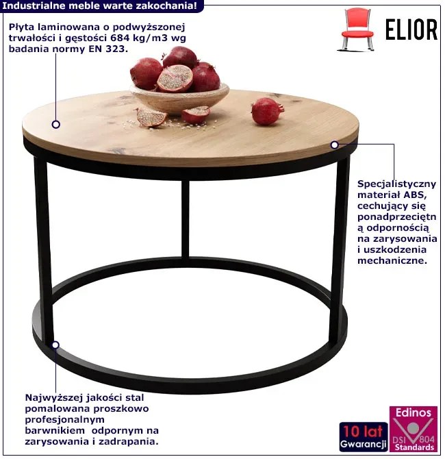 Okrągły nowoczesny stolik kawowy dąb artisan M5-B07
