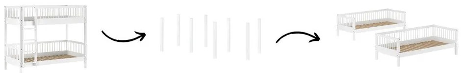 Białe piętrowe łóżko dziecięce z litego drewna bukowego 90x200 cm Forrest – Vipack