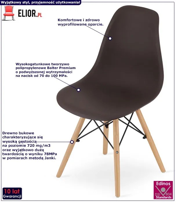 Brązowe minimalistyczne krzesła 4szt. H4-B10