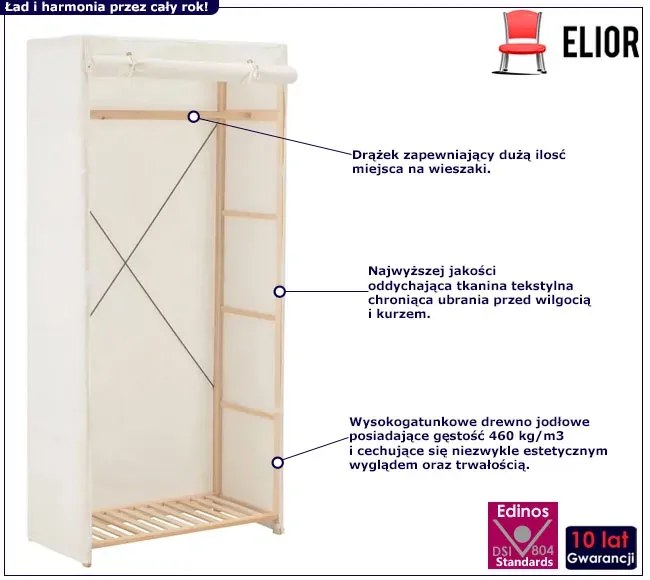 Szafa biała materiałowa z drążkiem E7-M22