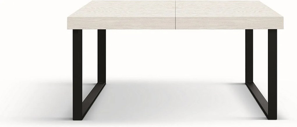 Biały stół z drewna jesionowego, antracytowa podstawa, 140×90-220×90 cm wydłużenia - CINQUALE