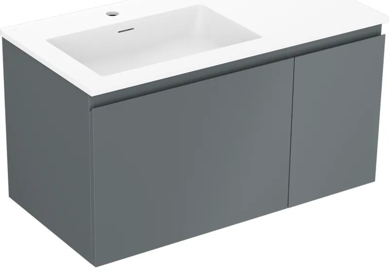 Mexen Orio szafka łazienkowa 90 cm z umywalką Otis lewą, 1S, 1D, grafit mat/biała mat - 91A13-09047-3-BBFF66-W18L01