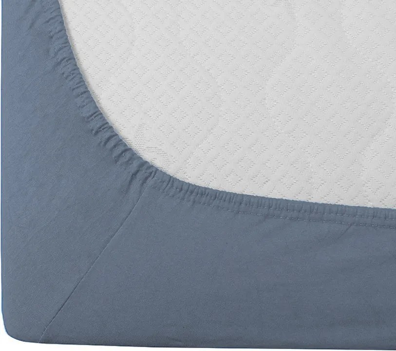 PrzytulneMieszkanie.pl Bawełniane prześcieradło z gumką STANDARD 90 x 200 cm niebieskie