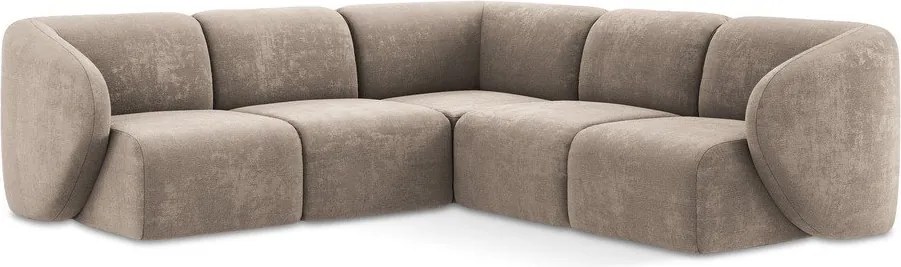 Jasnobrązowy narożnik z tkaniny szenilowej Lani – Makamii