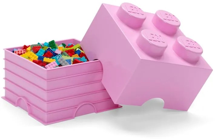 Jasnoróżowy kwadratowy pojemnik LEGO®