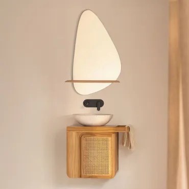 Zestaw Wiszących Mebli Łazienkowych Z Drewna Tekowego Georgy Drewno Tekowe & Cement - Sklum