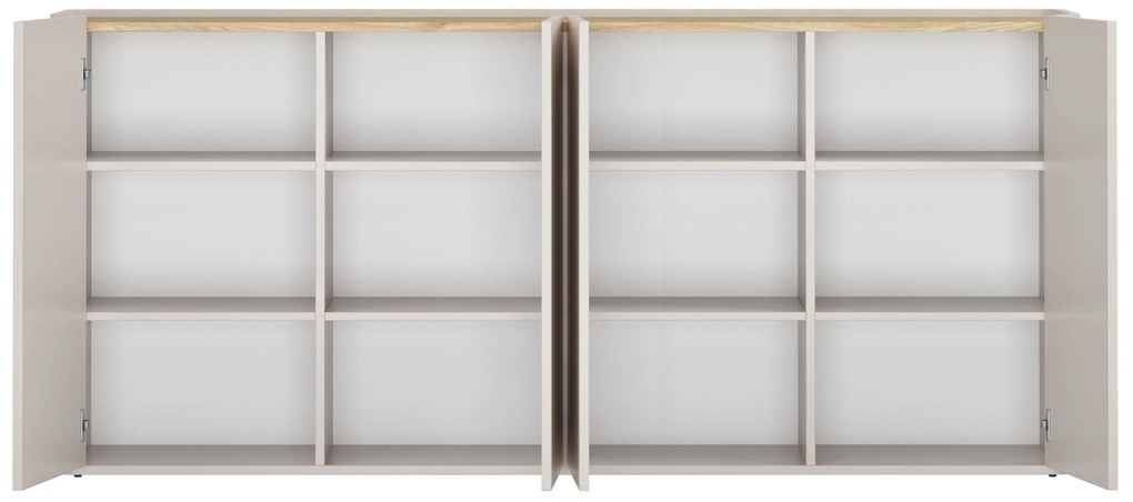 Komoda Elivo 200 cm czterodrzwiowa - kaszmir / dąb olejowany