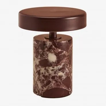 Bezprzewodowa Lampa Stołowa Led Do Użytku Zewnętrznego Z Żelaza I Naturalnego Kamienia Isasia Marmur W Kolorze Wina Czerwonego - Sklum