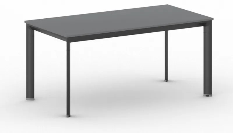Stół konferencyjny do biura PRIMO INVITATION, 160x80 cm, czarna podstawa, grafit