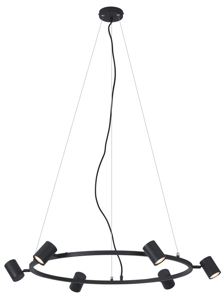 Nowoczesna lampa wisząca czarna 6-punktowa - Jeana Circle Nowoczesny Oswietlenie wewnetrzne