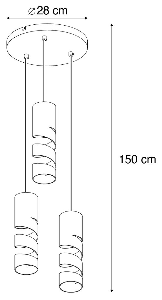 Nowoczesna lampa wisząca czarna 3-punktowa - Stream Nowoczesny Oswietlenie wewnetrzne