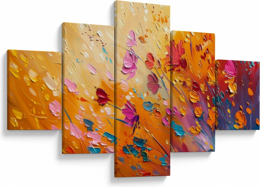 Obraz - Malowanie kolorowych kwiatów (125x70 cm)