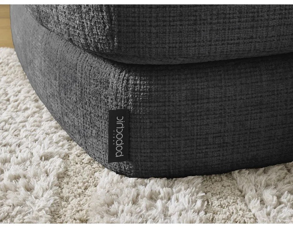 Czarny narożnik z tkaniny szenilowej (lewostronny/z szezlongiem) Leonore – Bobochic Paris