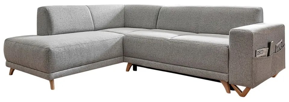Jasnoszary rozkładany/ze schowkiem narożnik (lewostronny/w kształcie litery L) Classy Sophie – Miuform
