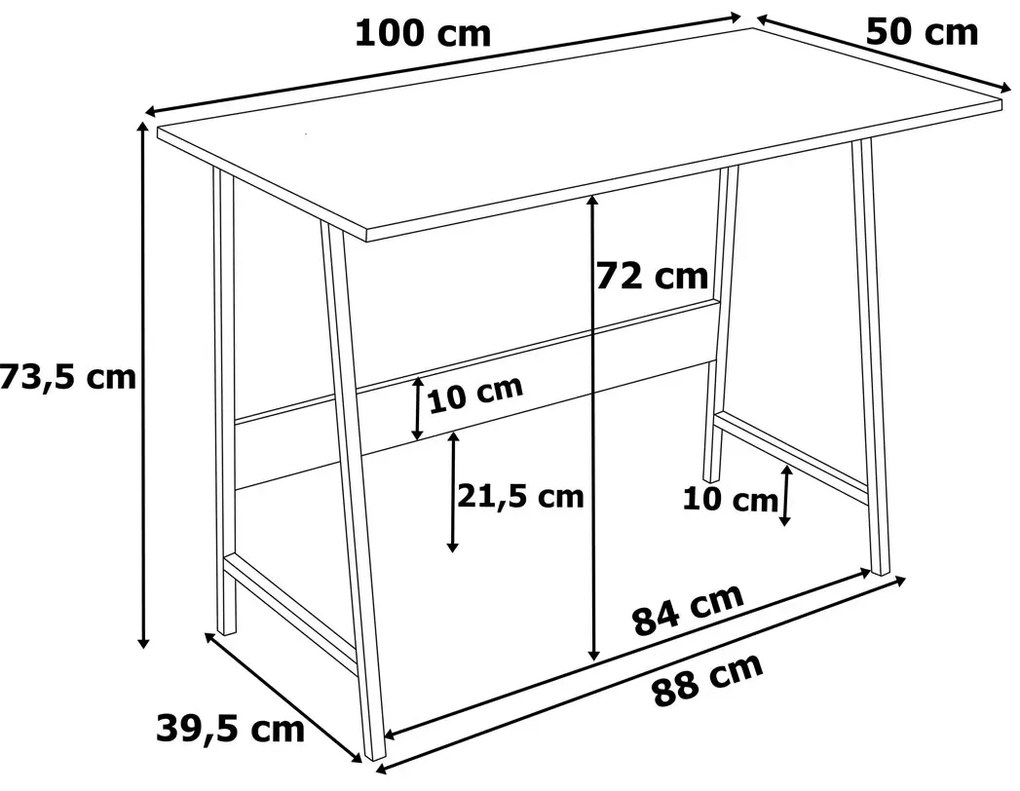 Industrialne biurko z metalowym stelażem modern oak - Eftor