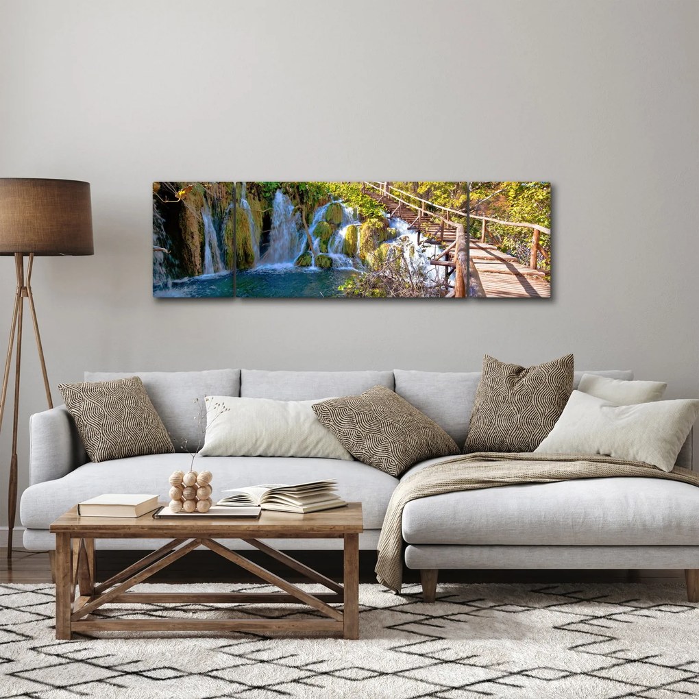 Obraz - Wejście na wodospady (170x50 cm)