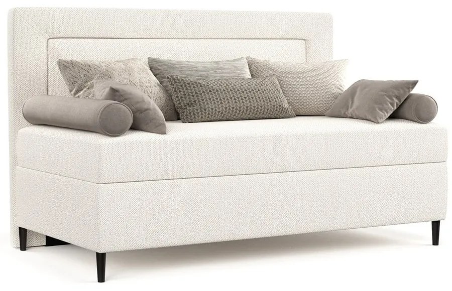 Kremowe tapicerowane łóżko jednoosobowe 90x200 cm Alba – Maison de Rêve