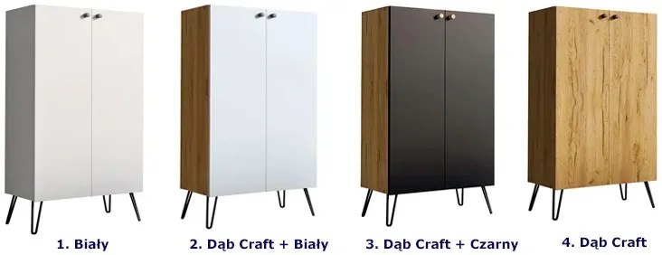Industrialna komoda z czarnymi nogami dąb craft + czarny K2-E38