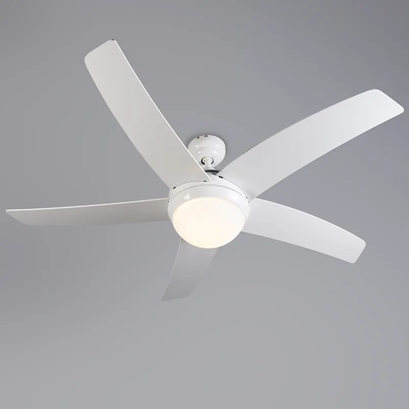 Wentylator sufitowy z lampa i pilotem biały z drewnianym nadrukiem 132 cm z pilotem - Cool Nowoczesny Oswietlenie wewnetrzne
