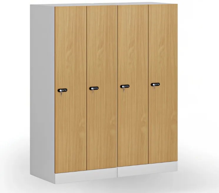Szafa ubraniowa S1 obniżona 2-drzwiowa, 1500 x 600 x 500 mm, demontaż, zamek mechaniczny z kodem, drzwi laminowane, dąb naturalny