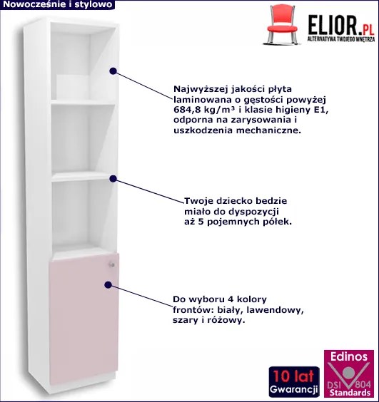 Biało-lawendowy regał dla dziewczynki Fixo 12X - 2 kolory