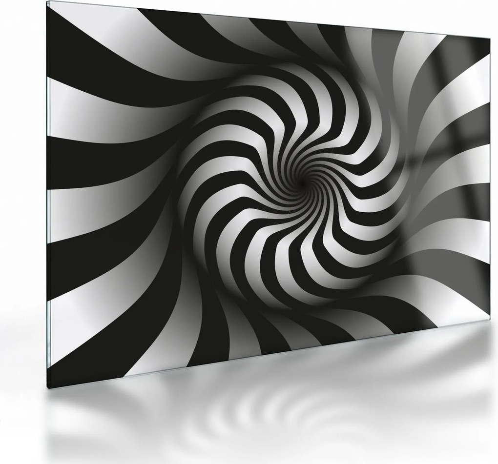 Obraz na szkle - Abstrakcyjny obraz czarno - białej spirali (70x50 cm)
