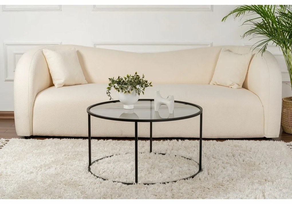 Stolik konferencyjny Aurum Black z ciemnym szkłem, 80 cm