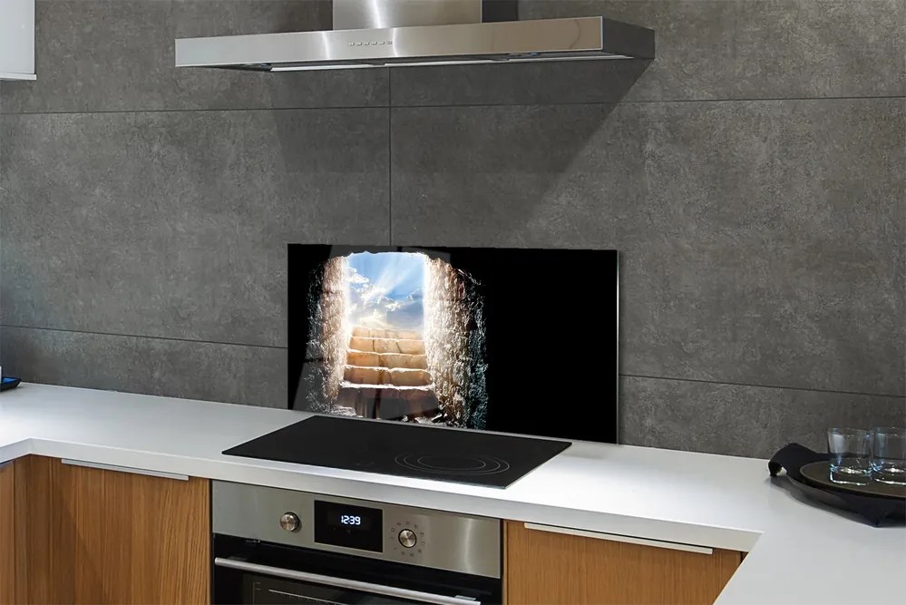 Panel szklany do Kuchni Schody w Blasku Słońca