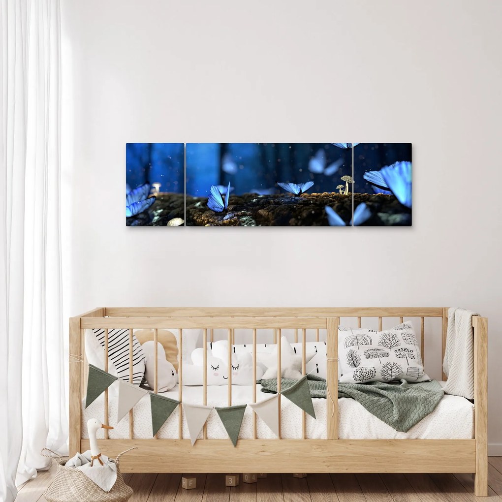 Obraz niebieskich motyli (170x50 cm)