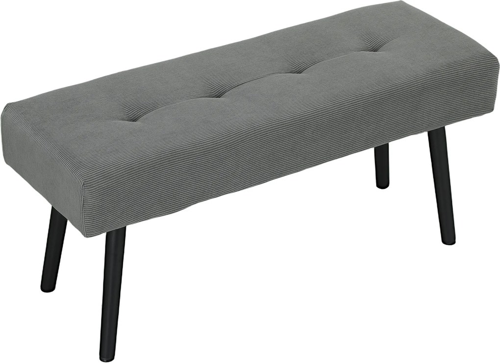 HOMCOM Ławka z pokryciem sztruksowym, ławka do łóżka z metalowymi nogami, ławka na buty 100 x 36 x 45 cm Szara