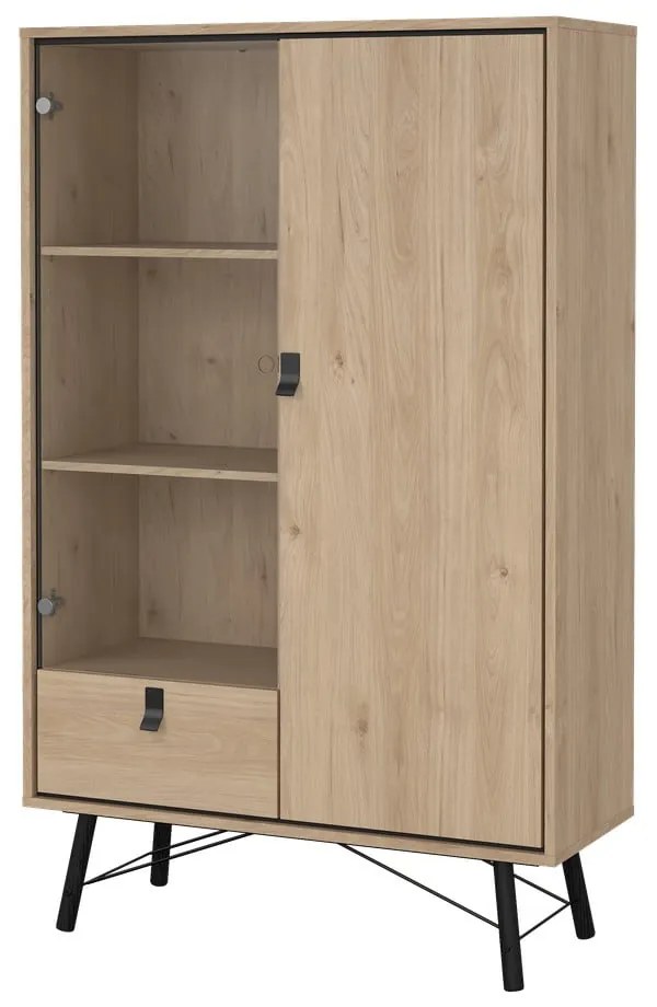 Witryna w dekorze dębu w naturalnym kolorze 102x162x40 cm Ry – Tvilum