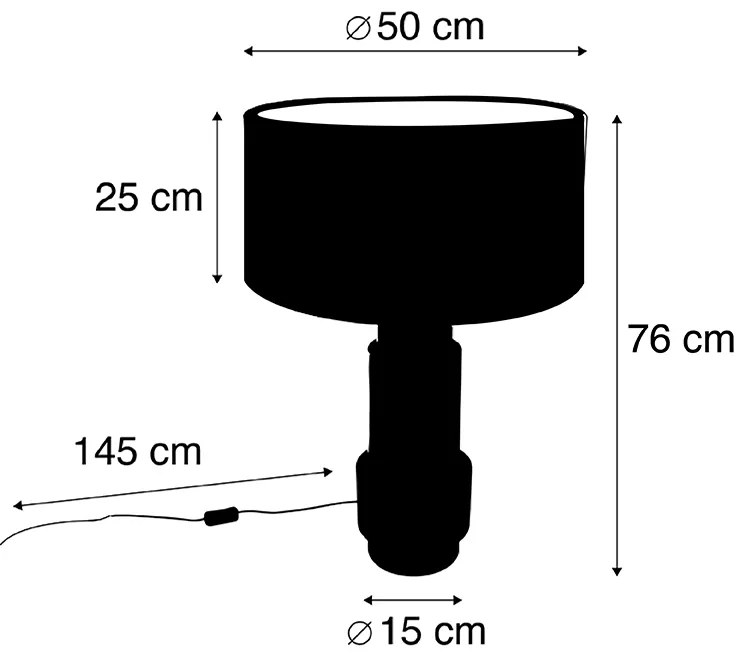 Lampa stołowa w stylu art deco z abażurem z aksamitu w kolorze brązu, czarna z elementami złota, 50 cm - Bruut ArtDeco Oswietlenie wewnetrzne