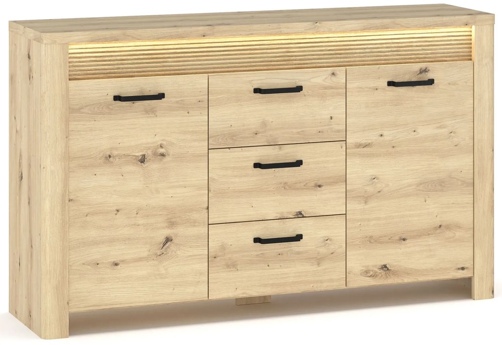 Duża komoda z szufladami i listwą LED dąb artisan M1-R13