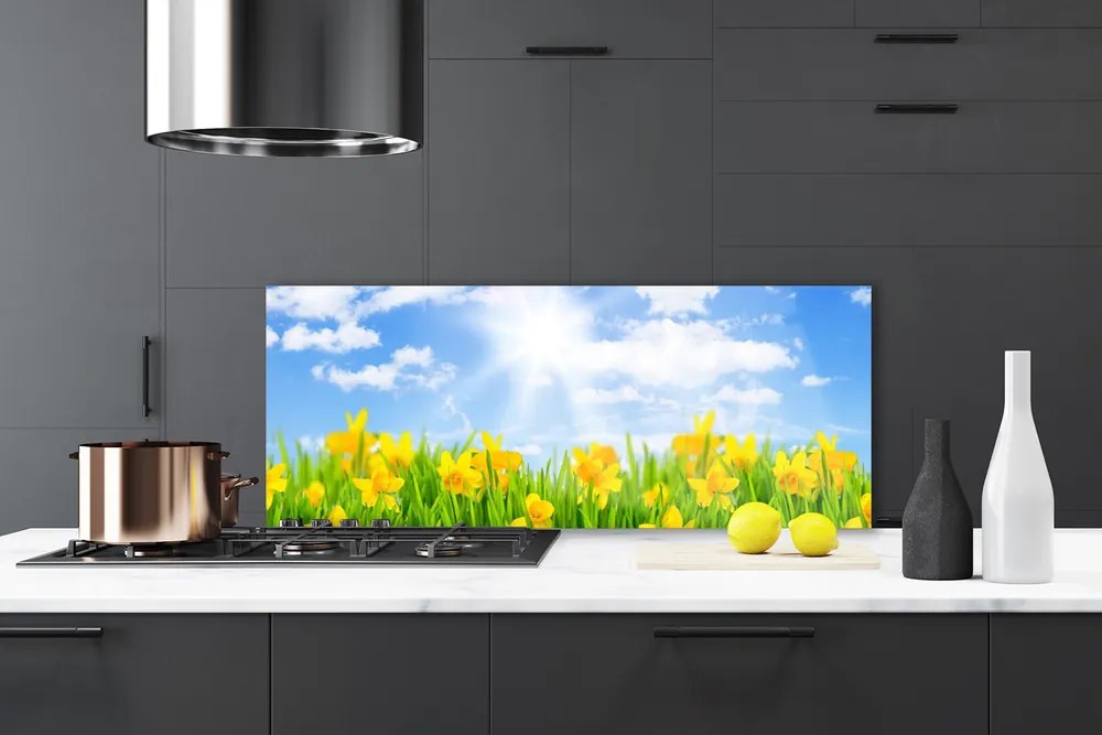 Panel Szklany Wiosenne Żonkile w Trawie