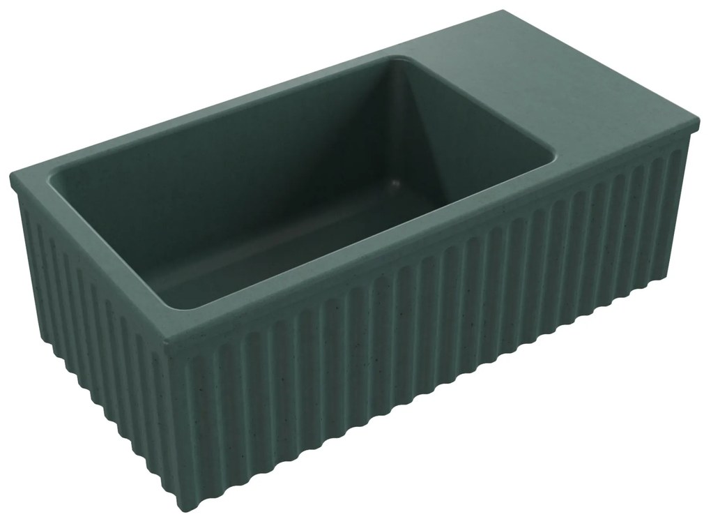 Umywalka betonowa ryflowana nablatowa / wisząca prostokątna 60 x 30 cm WELLE | różne kolory : Kolor - Oliwkowy, Typ montażu - nablatowa