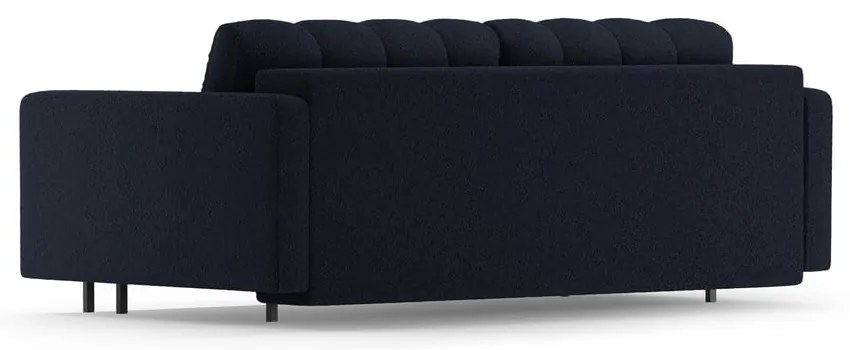 Ciemnoniebieska rozkładana sofa ze schowkiem z materiału bouclé 222 cm Bali – Cosmopolitan Design