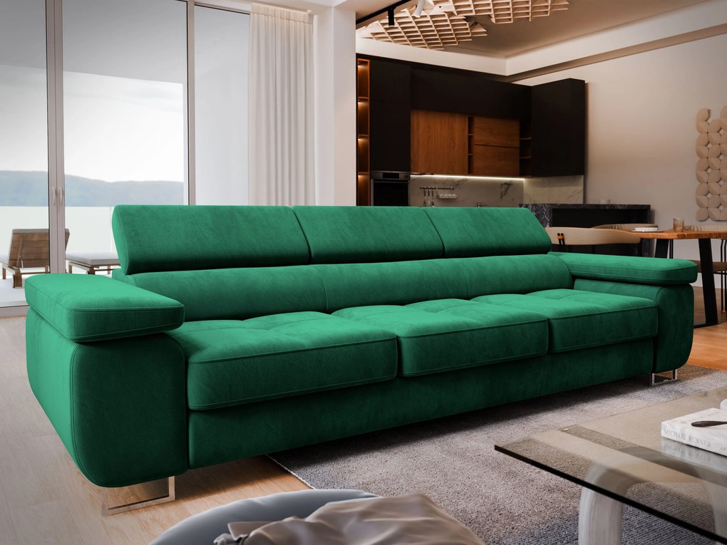 Masseno Sofa MOSINE z funkcją spania, Rozkładana sofa - Zielony, MONOLITH 37