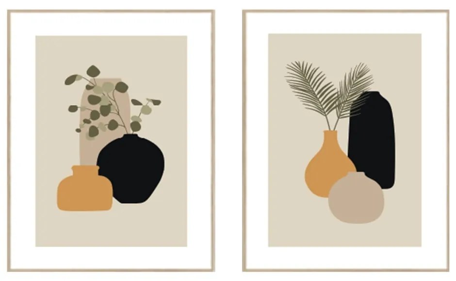 Obrazy zestaw 2 szt. 30x40 cm Plants Graphic – knor