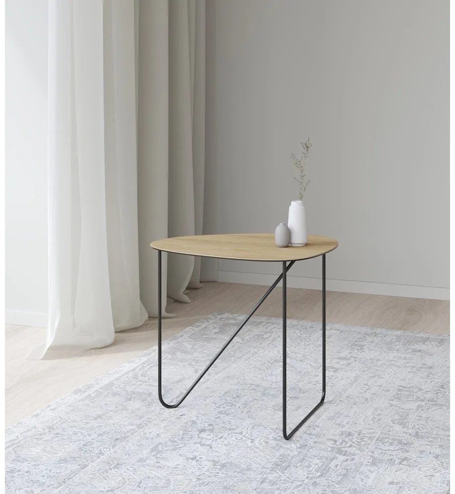 Metalowy stolik w naturalnym kolorze 37x44 cm Curve M Wood – LIND DNA