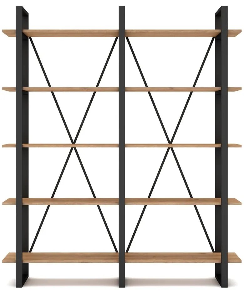 Czarno-naturalny regał w dekorze dębu 150x180 cm Aviva – Marckeric