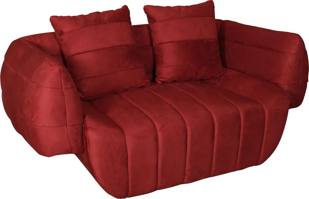 Welurowa sofa z dekoracyjnymi poduszkami Nua N90