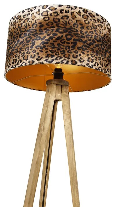 Rustykalny / Vintage statyw z lampą w panterkę 50 cm - Tripod Classic klasyczny/Antyczny Oswietlenie wewnetrzne
